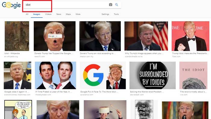‘ইডিয়ট’ লিখে গুগলে সার্চ দিলে কেনো আসে ট্রাম্পের ছবি?