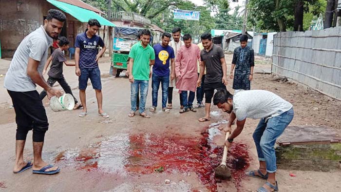 কোরবানি পশুর বর্জ্য অপসারণে কাজ করছে ছাত্রলীগ