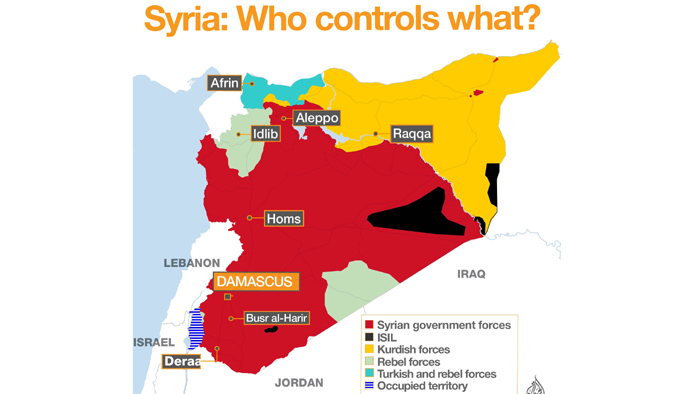 সিরিয়া গৃহযুদ্ধ: কার দখলে কোন অঞ্চল?      