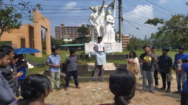 ক্যাম্পাসগুলোতে স্বাধীন সাংবাদিকতা নিশ্চিতের দাবিতে মানববন্ধন