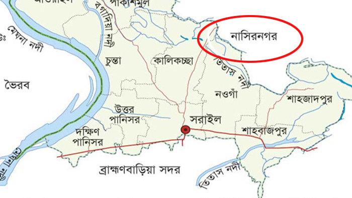 ব্রাহ্মণবাড়িয়ার নাসিরনগর ম্যাপ