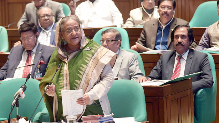 একাদশ জাতীয় সংসদের ষষ্ঠ অধিবেশনে বক্তব্য রাখছেন প্রধানমন্ত্রী শেখ হাসিনা- পিআইডি