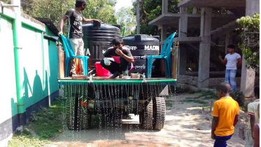 বেলকুচিতে পৌরসভার জীবানু নাশক স্প্রে