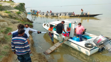 এনায়েতপুরে ভাঙ্গন ঠেকাতে জিও ব্যাগ ডাম্পিং শুরু