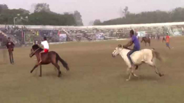 বিজয় দিবস উপলক্ষে মৌলভীবাজারে ঐতিহ্যবাহী ঘোড়দৌড় 