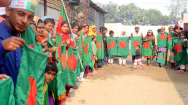 বিজয়ের মাস উপলক্ষে ঠাকুগাঁওয়ে ঘরে ঘরে জাতীয় পাতাকা বিতরণ 