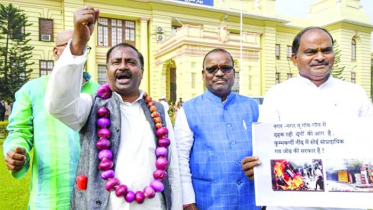 পেঁয়াজের মালা পরে বিধানসভায় বিধায়ক
