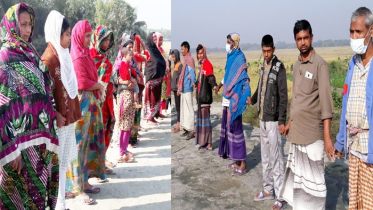 রেললাইনে আন্ডারপাস নির্মাণের দাবিতে নড়াইলে মানববন্ধন