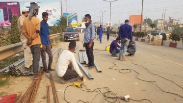 সালেহপুর ব্রিজে ফাটল : তিনদিন পর মেরামত শুরু