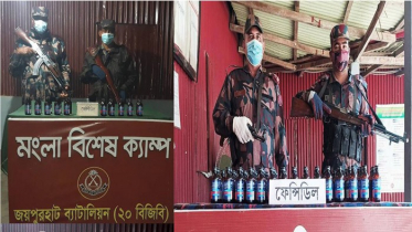 হিলিতে অবৈধ ভারতীয় পণ্য উদ্ধার, আটক ২