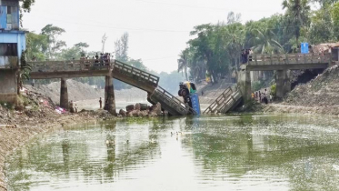 পিকআপসহ ভেঙে পড়ল ব্রিজ, আহত ২