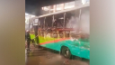 রাজধানীর উত্তরায় পার্কিং করা বাসে আগুন