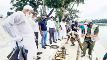 খানজাহান আলী মাজার দিঘিতে ৭৩টি সন্ধি কচ্ছপ অবমুক্ত