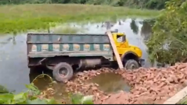ইটবোঝাই ট্রাক নিয়ন্ত্রণ হারিয়ে খাদে, নিহত ২