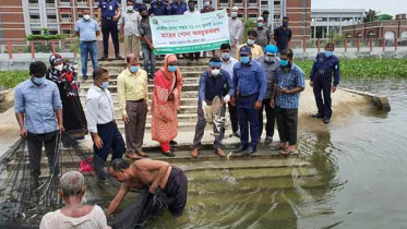 ব্রাহ্মণবাড়িয়ায় মুক্ত জলাশয়ে মাছের পোনা অবমুক্ত