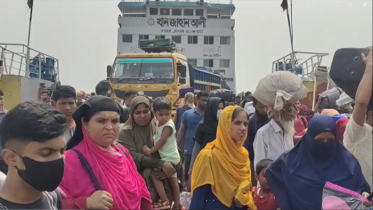 দৌলতদিয়া ঘাটে ঘরমুখী যাত্রীদের উপচেপড়া ভিড়, নেই ভোগান্তি