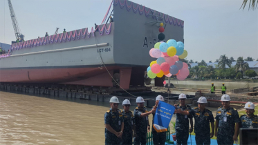 খুলনা শিপইয়ার্ডে নৌবাহিনীর তৃতীয় এলসিটির লঞ্চিং খুলনা শিপইয়ার্ডে নৌবাহিনীর তৃতীয় এলসিটির লঞ্চিং