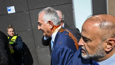 জার্মানিতে অপদস্থ রেজা পাহলভি, ‘লাল রঙের তরল’ নিক্ষেপ