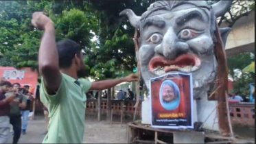 টিএসসিতে শেখ হাসিনার প্রতিকৃতিতে ডিম নিক্ষেপ