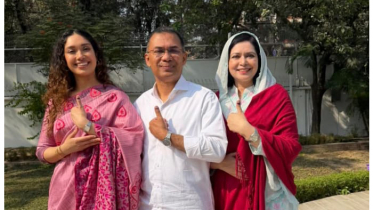 স্বপরিবারে ভোট দিলেন তারেক রহমান