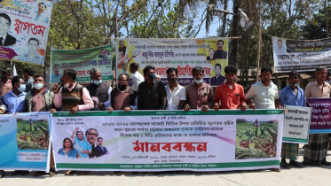 তামাক চাষীদের ৬ দাবিতে মানববন্ধন