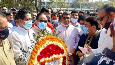 এইচ টি ইমাম এর কফিনে আওয়ামী স্বেচ্ছাসেবক লীগের শ্রদ্ধার্ঘ্য অর্পণ