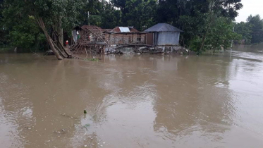 আত্রাই নদীর বাঁধ ভেঙ্গে নিন্মাঞ্চল প্লাবিত 