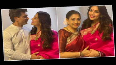ভাত আর পঞ্চাশ ব্যঞ্জন সাজিয়ে সাধের ভোজ খেলেন বিপাশা