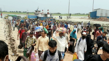 শিমুলিয়া-বাংলাবাজার নৌরুটে আজও যাত্রীর ঢল